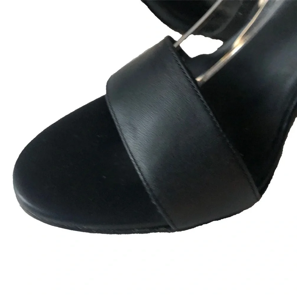Vince Ankle Stretch Cuff Open Toe Stiletto Sandals Black Size 6 Sample Sale